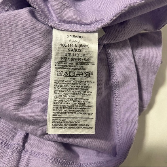 Gap X Disney Girls Size 5 Years Purple Iridescent , Short Sleeve Tee  Mickey - Picture 7 of 8
